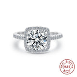 925 Sterling Silver Halo Diamond Engagement Ring